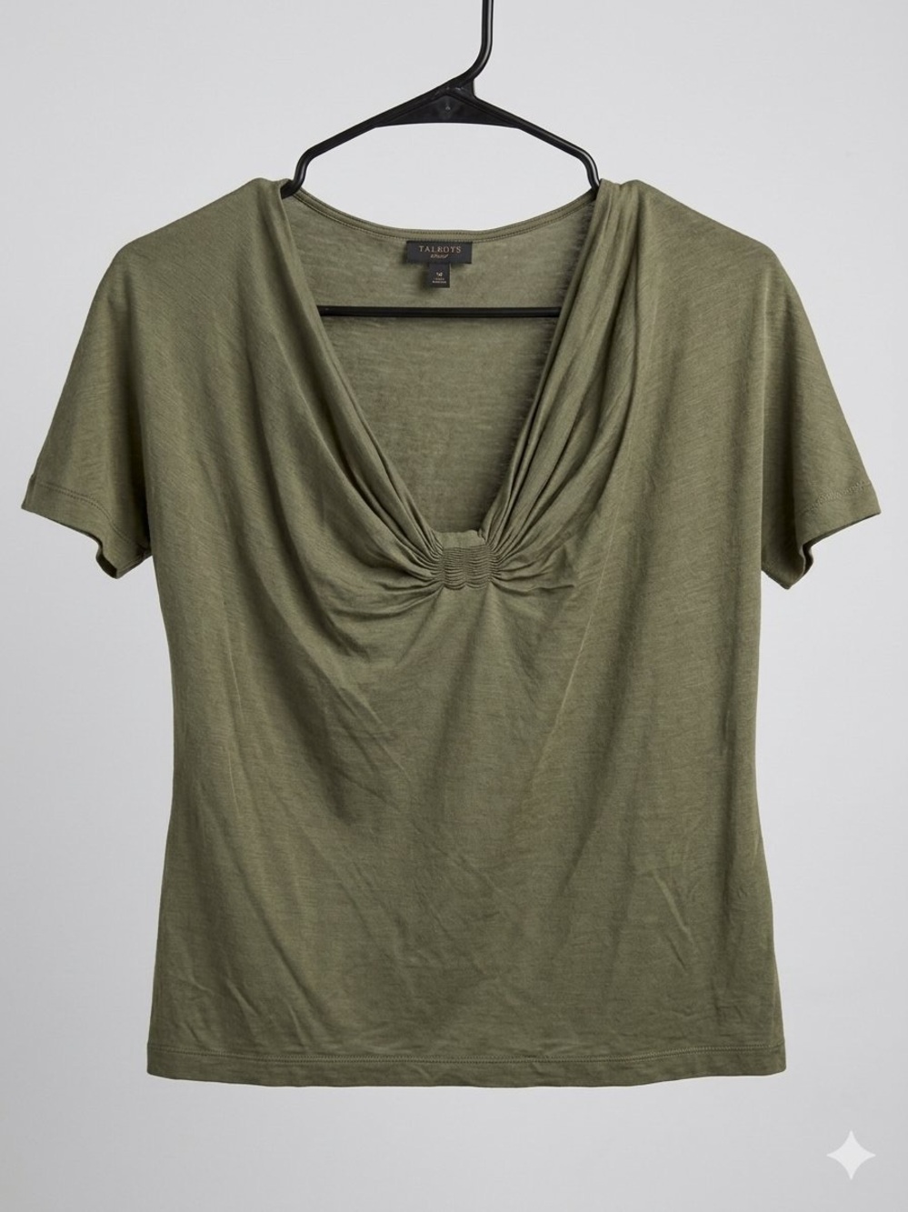 Talbots Olive Short Sleeve Twist Neck Tee
